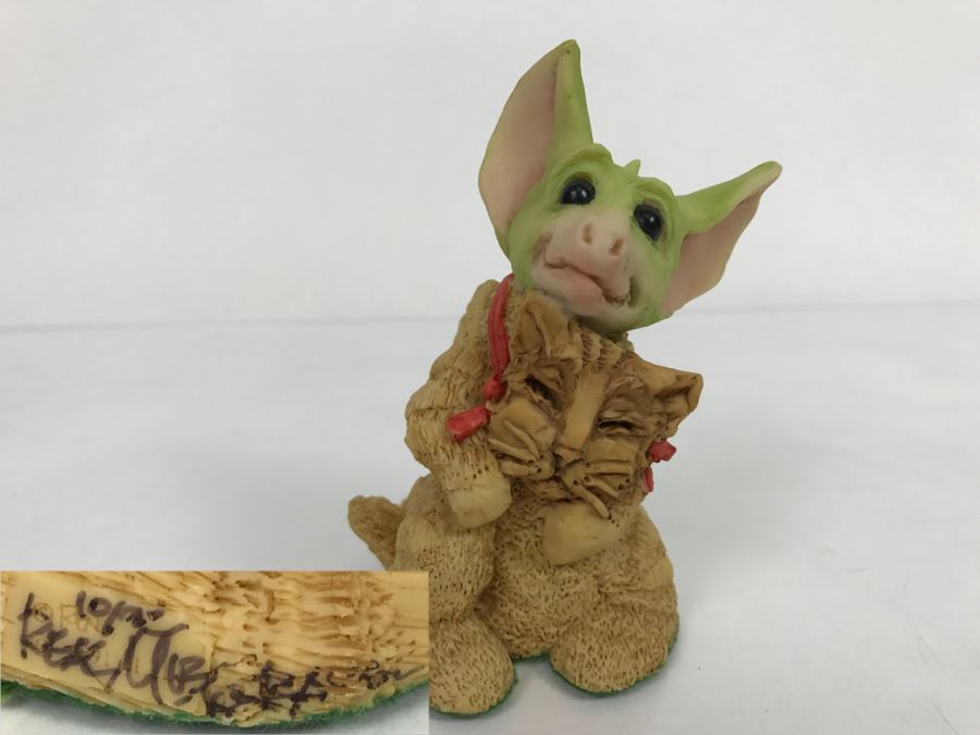 Hand Signed By Real Musgrave Pocket Dragon Figurine - Whimsical World Of Pocket Dragons - I’m A Kitty  - 1990 - Lilliput Lane Land Of Legend Limited - Hand Made in UK [MV $150-$175] [Photo 1]