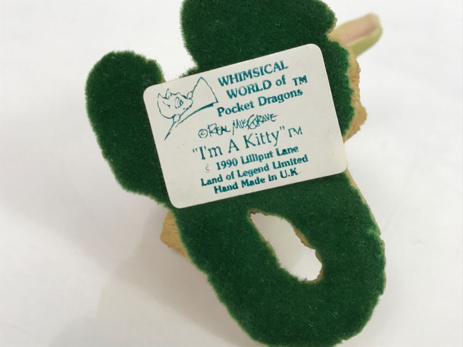 Hand Signed By Real Musgrave Pocket Dragon Figurine - Whimsical World Of Pocket Dragons - I’m A Kitty  - 1990 - Lilliput Lane Land Of Legend Limited - Hand Made in UK [MV $150-$175] [Photo 13]