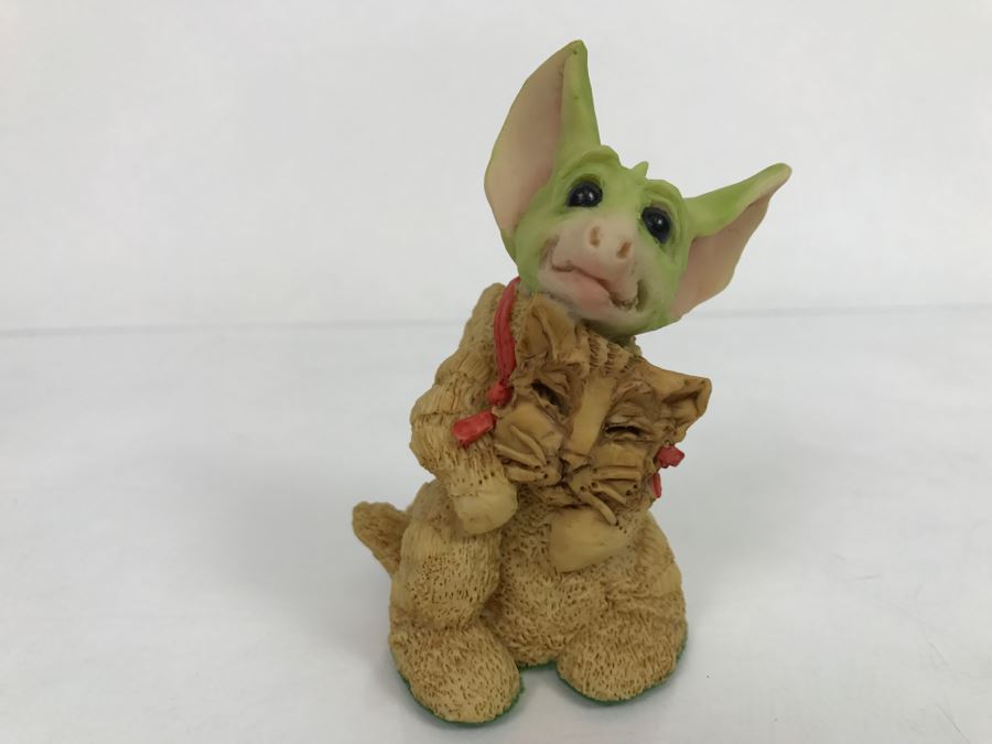 Hand Signed By Real Musgrave Pocket Dragon Figurine - Whimsical World Of Pocket Dragons - I’m A Kitty  - 1990 - Lilliput Lane Land Of Legend Limited - Hand Made in UK [MV $150-$175] [Photo 2]