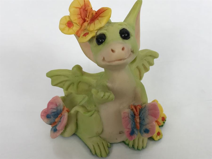 Hand Signed By Real Musgrave 10/92- Whimsical World Of Pocket Dragons - Land Of Legend - Collectors Fellowship - Collecting Butterflies - 1991 LOL - Made In UK [MV $175-$225 Unsigned] [Photo 2]