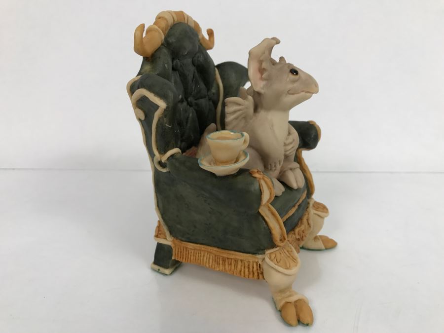 Hand Signed By Real Musgrave Pocket Dragon Figurine With Personal Message “With Magic'- Whimsical World Of Pocket Dragons - Gargoyle Hoping For Teacakes - 1989 - Lilliput Lane Land Of Legend Limited - Hand Made in UK - [MV $1,500-$1,700 Unsigned] [Photo 7]