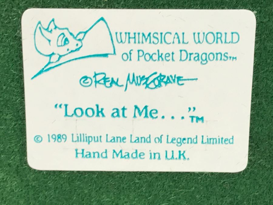 Hand Signed By Real Musgrave Pocket Dragon Figurine 10/92 - Whimsical World Of Pocket Dragons - Look At Me... - 1989 - Lilliput Lane Land Of Legend Limited - Hand Made in UK [MV $450-$600 Unsigned] [Photo 11]
