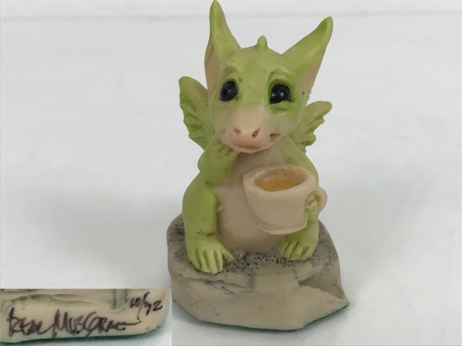 Hand Signed By Real Musgrave 10/92- Whimsical World Of Pocket Dragons - Land Of Legend - Collectors Fellowship - A Spot Of Tea - 1991 LOL - Made In UK [MV $300-$400 Unsigned] [Photo 1]
