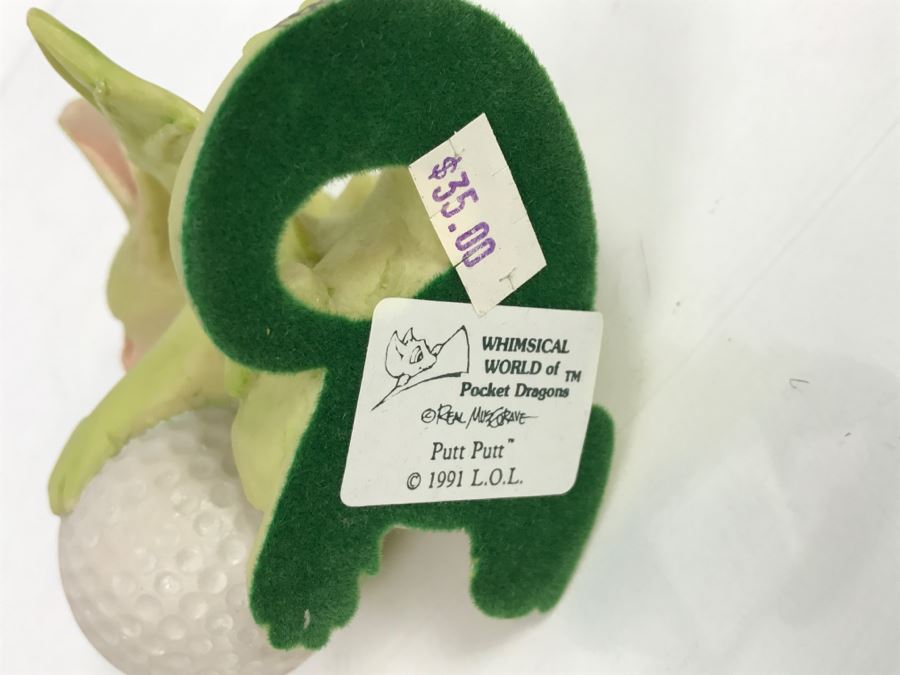Hand Signed By Real Musgrave Pocket Dragon Figurine 1/94 - Whimsical World Of Pocket Dragons - Putt Putt - 1991 LOL - Hand Made in UK [MV $125-$160] [Photo 12]