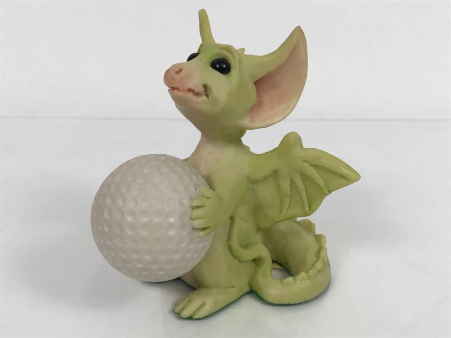 Hand Signed By Real Musgrave Pocket Dragon Figurine 1/94 - Whimsical World Of Pocket Dragons - Putt Putt - 1991 LOL - Hand Made in UK [MV $125-$160] [Photo 2]