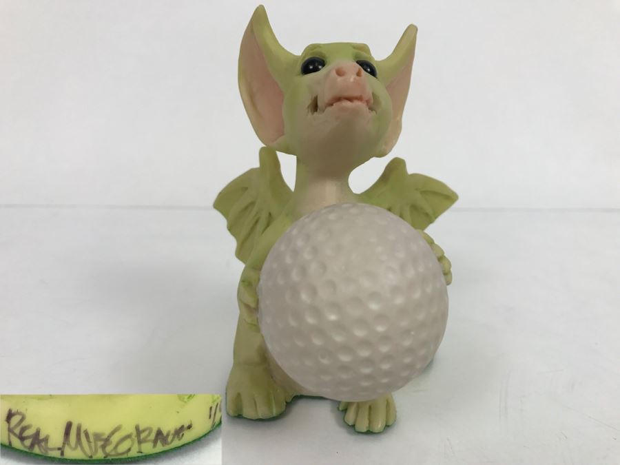 Hand Signed By Real Musgrave Pocket Dragon Figurine 1/94 - Whimsical World Of Pocket Dragons - Putt Putt - 1991 LOL - Hand Made in UK [MV $125-$160] [Photo 1]