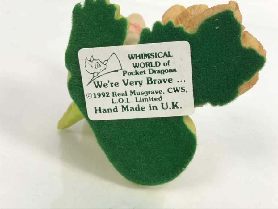 Hand Signed By Real Musgrave Pocket Dragon Figurine 1/94 - Whimsical World Of Pocket Dragons - We’re Very Brave - 1992 Real Musgrave, CWS, LOL Limited - Hand Made in UK [Photo 14]