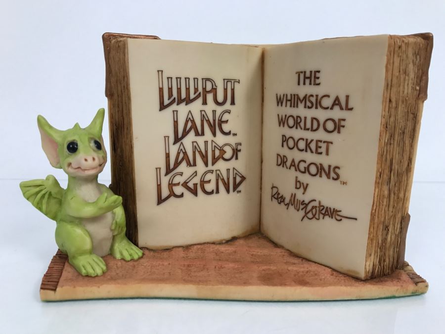 Hand Signed By Real Musgrave Pocket Dragon Figurine 10/92 - Whimsical World Of Pocket Dragons - Counter Sign - 1989 - Lilliput Lane Land Of Legend Limited - Hand Made in UK - [Market Value $250-$400 Unsigned] (All Following Market Values Are From 2014) [Photo 17]