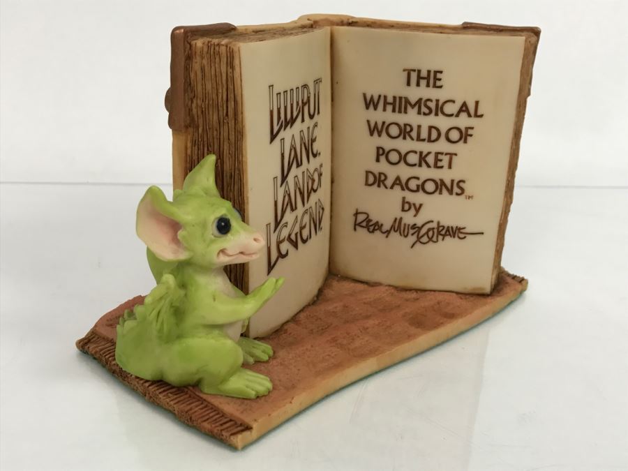 Hand Signed By Real Musgrave Pocket Dragon Figurine 10/92 - Whimsical World Of Pocket Dragons - Counter Sign - 1989 - Lilliput Lane Land Of Legend Limited - Hand Made in UK - [Market Value $250-$400 Unsigned] (All Following Market Values Are From 2014) [Photo 4]