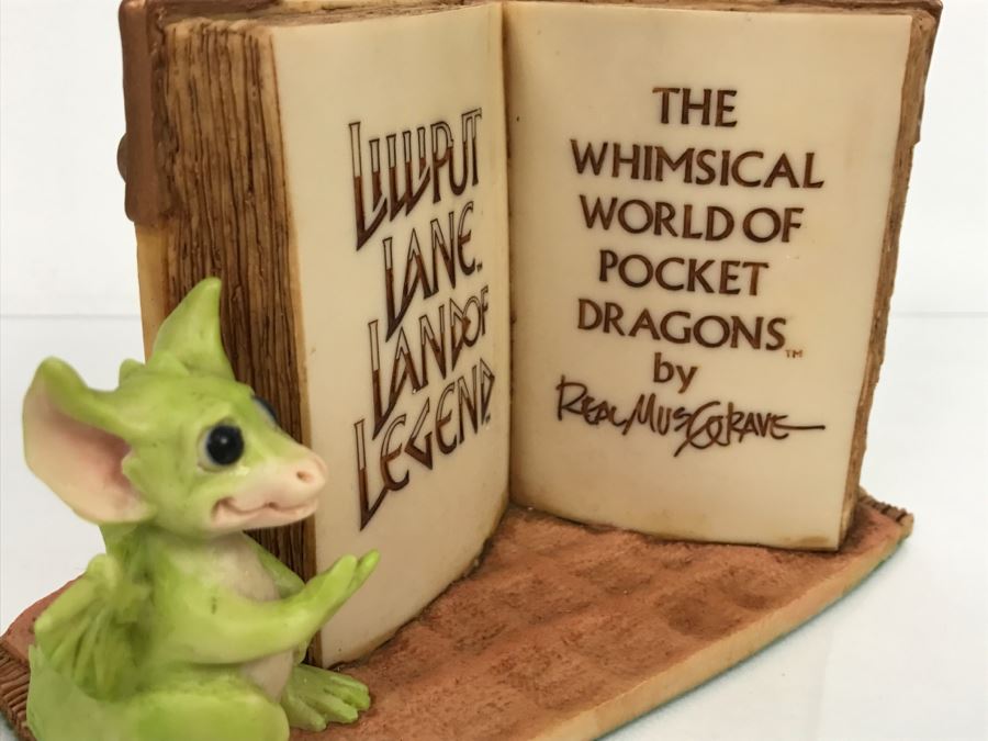 Hand Signed By Real Musgrave Pocket Dragon Figurine 10/92 - Whimsical World Of Pocket Dragons - Counter Sign - 1989 - Lilliput Lane Land Of Legend Limited - Hand Made in UK - [Market Value $250-$400 Unsigned] (All Following Market Values Are From 2014) [Photo 5]