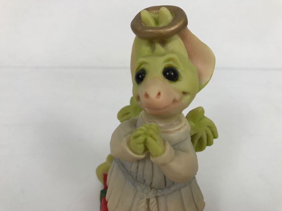 Hand Signed By Real Musgrave Pocket Dragon Figurine 1/94 - Whimsical World Of Pocket Dragons - Christmas Angel 1993 - 1993 Real Musgrave, CWS, LOL Limited - Hand Made in UK [MV $125-$150 Unsigned] [Photo 3]