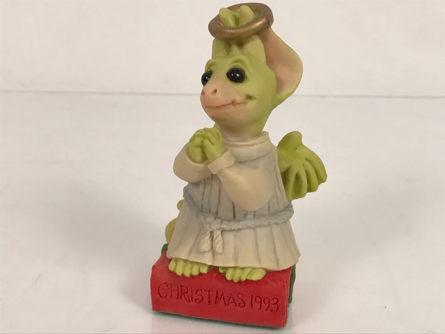 Hand Signed By Real Musgrave Pocket Dragon Figurine 1/94 - Whimsical World Of Pocket Dragons - Christmas Angel 1993 - 1993 Real Musgrave, CWS, LOL Limited - Hand Made in UK [MV $125-$150 Unsigned] [Photo 13]