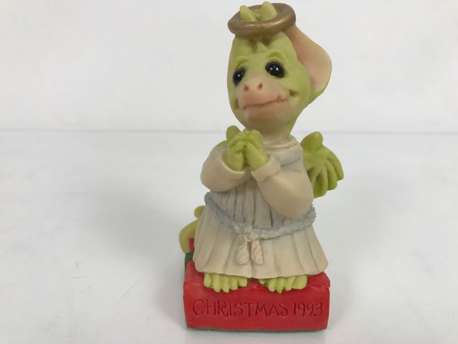 Hand Signed By Real Musgrave Pocket Dragon Figurine 1/94 - Whimsical World Of Pocket Dragons - Christmas Angel 1993 - 1993 Real Musgrave, CWS, LOL Limited - Hand Made in UK [MV $125-$150 Unsigned] [Photo 2]