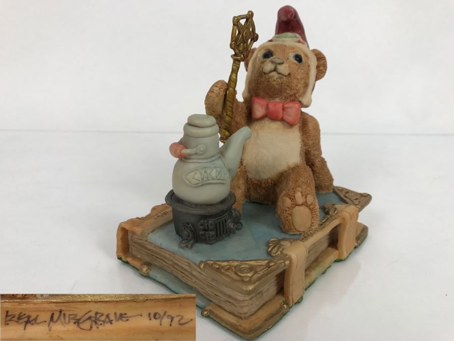 Hand Signed By Real Musgrave Pocket Dragon Figurine 10/92 - Whimsical World Of Pocket Dragons - Teddy Magic - 1989 Lilliput Lane Land Of Legend Limited - Hand Made in UK [MV $160-$200] [Photo 1]