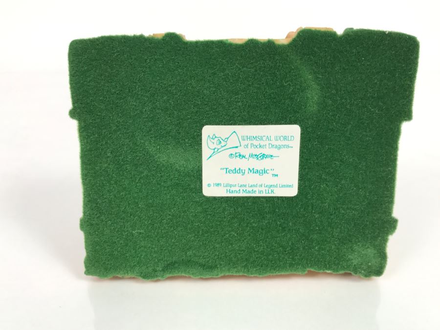 Hand Signed By Real Musgrave Pocket Dragon Figurine 10/92 - Whimsical World Of Pocket Dragons - Teddy Magic - 1989 Lilliput Lane Land Of Legend Limited - Hand Made in UK [MV $160-$200] [Photo 14]