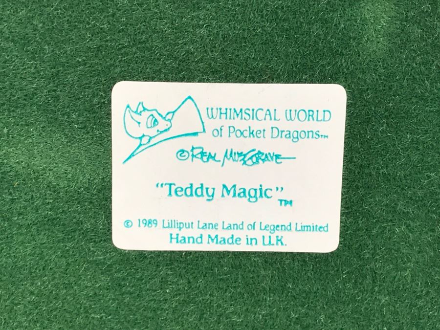 Hand Signed By Real Musgrave Pocket Dragon Figurine 10/92 - Whimsical World Of Pocket Dragons - Teddy Magic - 1989 Lilliput Lane Land Of Legend Limited - Hand Made in UK [MV $160-$200] [Photo 15]