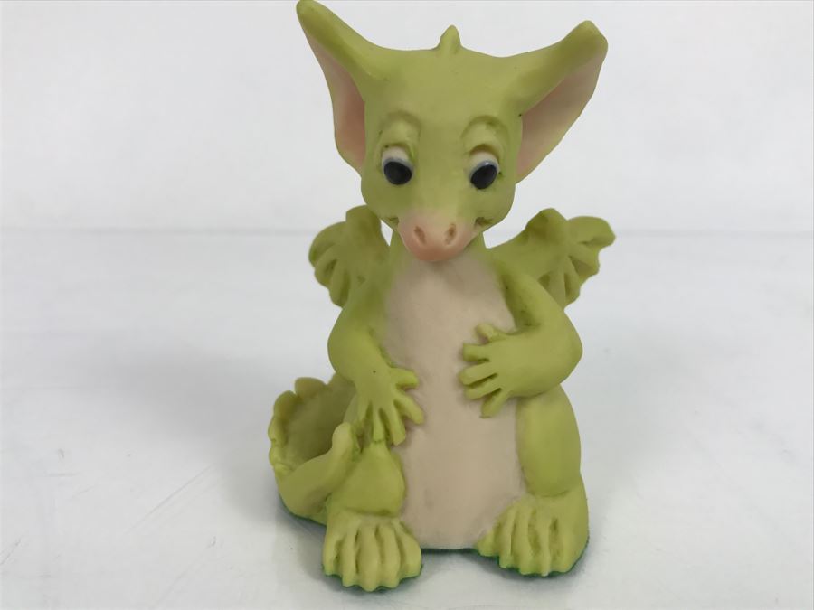 Hand Signed By Real Musgrave Pocket Dragon Figurine 1/94 - Whimsical World Of Pocket Dragons - I Ate The Whole Thing - 1992 Real Musgrave, CWS, LOL Limited - Hand Made in UK [MV $50-$75 Unsigned] [Photo 2]