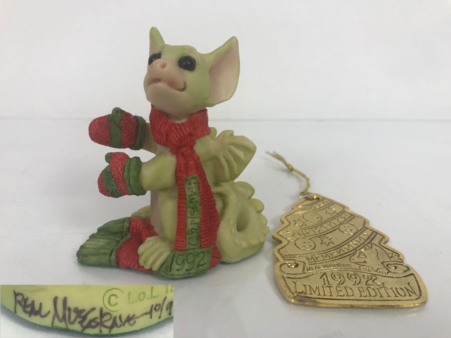 Hand Signed By Real Musgrave 10/92 - Whimsical World Of Pocket Dragons - A Pocket-Sized Tree - 1992 LOL - Made In UK - Plus Additional Limited Edition 1992 Christmas Ornament  [Photo 1]
