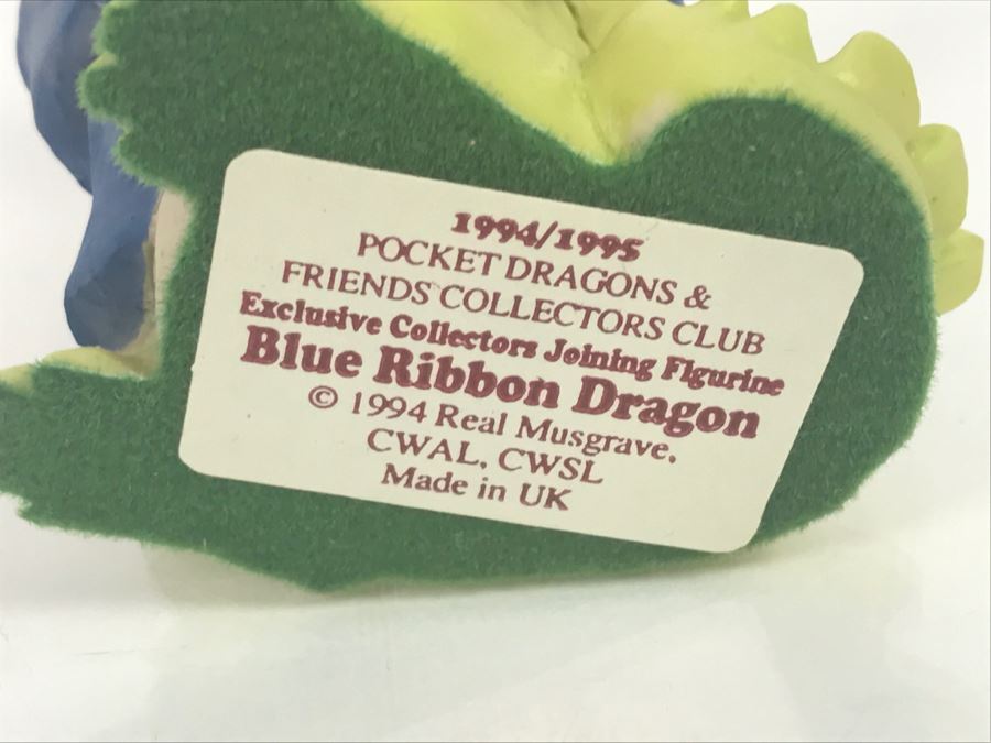 Whimsical World Of Pocket Dragons - Pocket Dragons And Friends Collectors Club - Exclusive Collectors Joining Figurine - Blue Ribbon Dragon - 1994 Real Musgrave, CWAL, CWSL - Made in UK [$90-$110] [Photo 10]