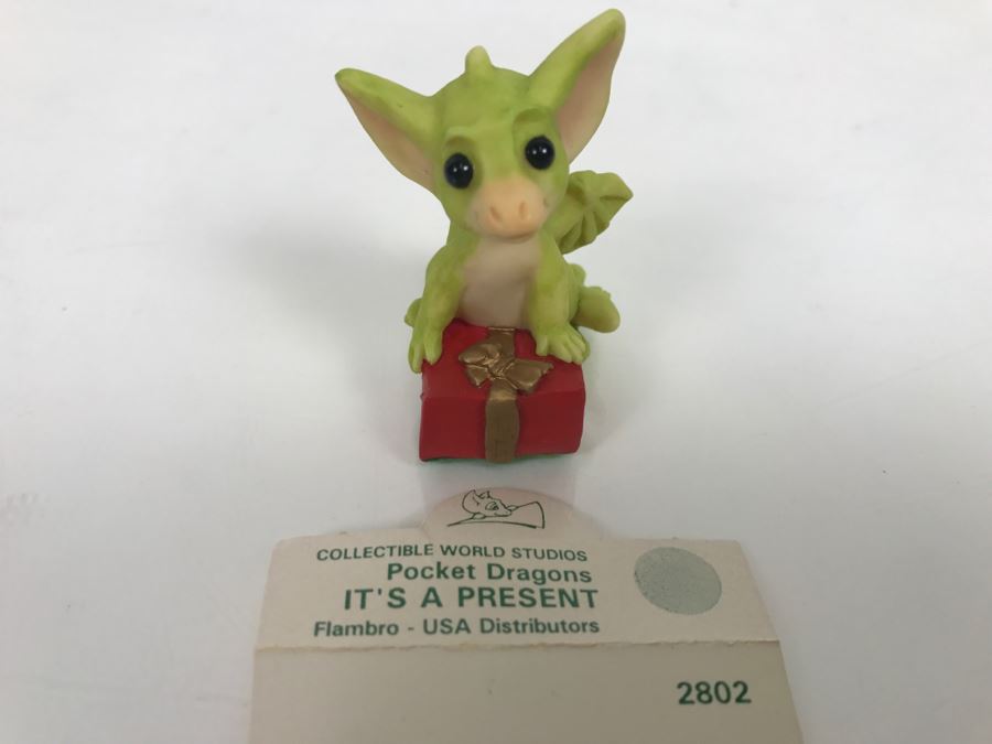 Whimsical World Of Pocket Dragons - It’s a Present -  Flambro - USA Distributors [MV $20-$25] [Photo 2]