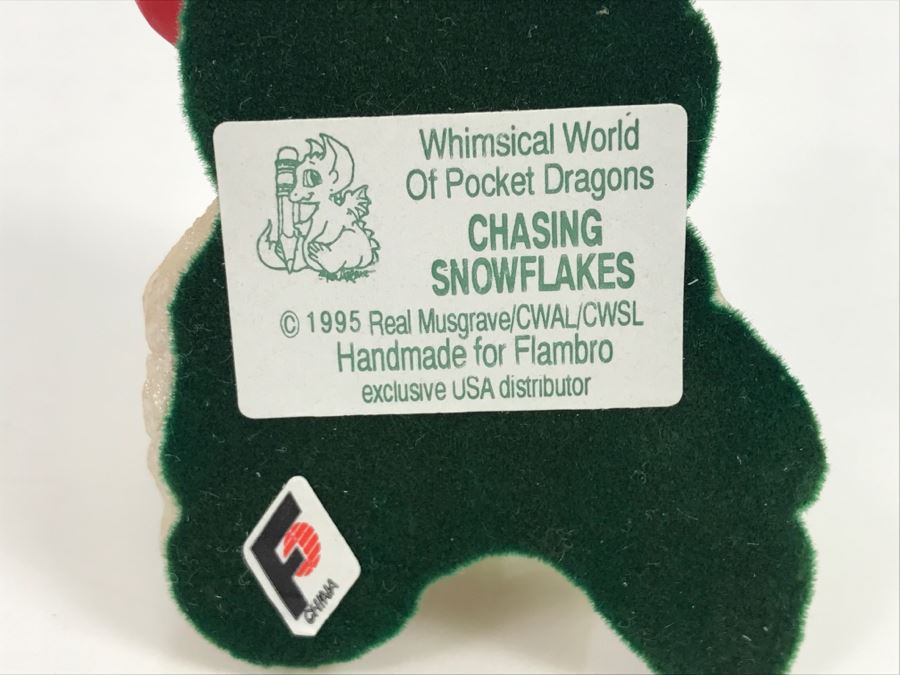 Whimsical World Of Pocket Dragons - Chasing Snowflakes - Christmas 1995 - 1995 Real Musgrave/CWAL/CWSL - Handmade For Flambro Exclusive USA Distributor [MV $80-$110] [Photo 12]
