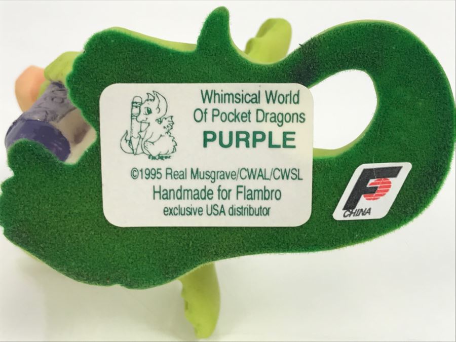 Whimsical World Of Pocket Dragons - Purple - 1995 Real Musgrave/CWAL/CWSL - Handmade For Flambro Exclusive USA Distributor [MV $20-$30] [Photo 10]