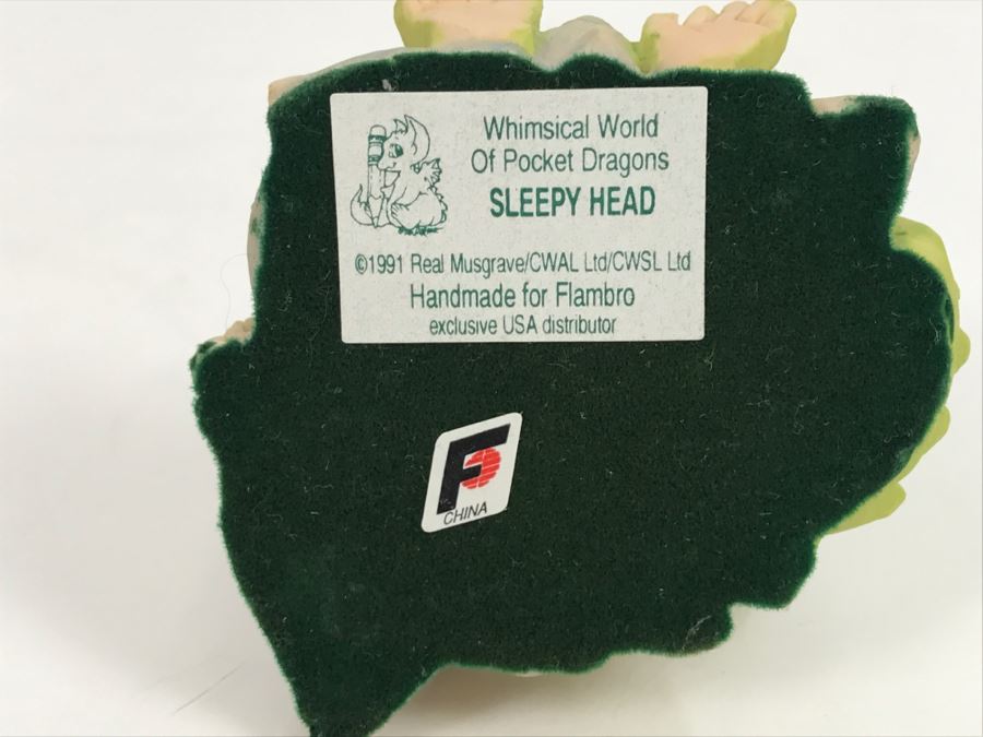 Whimsical World Of Pocket Dragons - Sleepy Head - 1991 Real Musgrave/CWAL Ltd/CWSL Ltd - Handmade For Flambro - Exclusive USA Distributor [MV $70-$90] [Photo 10]