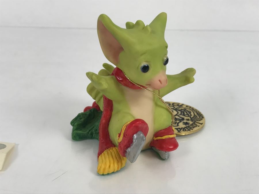 Whimsical World Of Pocket Dragons - Christmas Skates - 1995 RM/CWAL/CWSL - Flambro - Plus Additional Limited Edition 1996 Christmas Ornament [MV $80-$100] [Photo 14]