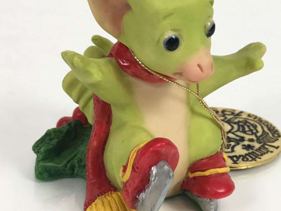 Whimsical World Of Pocket Dragons - Christmas Skates - 1995 RM/CWAL/CWSL - Flambro - Plus Additional Limited Edition 1996 Christmas Ornament [MV $80-$100] [Photo 13]