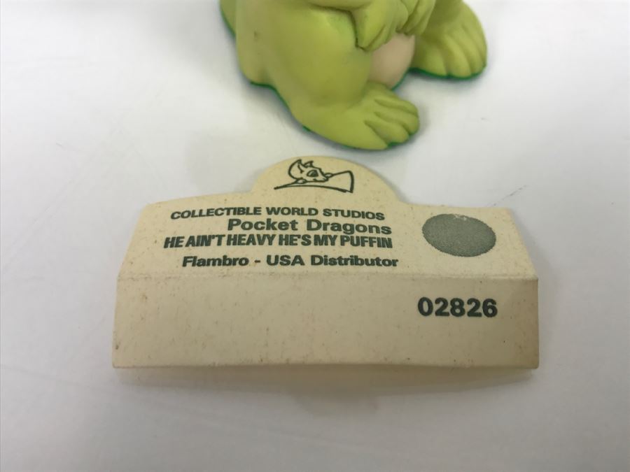 Whimsical World Of Pocket Dragons - He Ain’t Heavy… He’s My Puffin - 1996 Real Musgrave/CWSL - Handmade For Flambro [MV $30-$40] [Photo 2]
