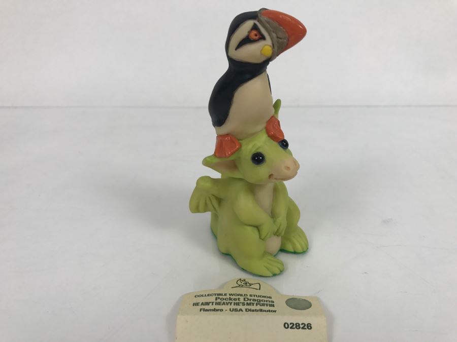 Whimsical World Of Pocket Dragons - He Ain’t Heavy… He’s My Puffin - 1996 Real Musgrave/CWSL - Handmade For Flambro [MV $30-$40] [Photo 1]