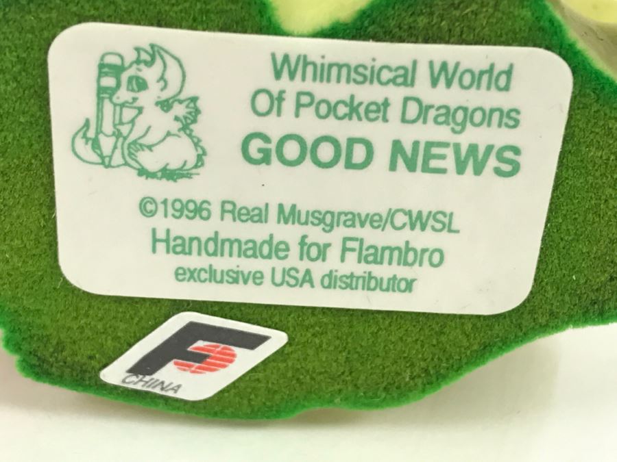 Whimsical World Of Pocket Dragons - Good News - 1996 Real Musgrave/CWSL - Handmade For Flambro - Exclusive USA Distributor [MV $40-$60] [Photo 13]