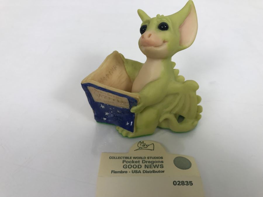 Whimsical World Of Pocket Dragons - Good News - 1996 Real Musgrave/CWSL - Handmade For Flambro - Exclusive USA Distributor [MV $40-$60] [Photo 1]