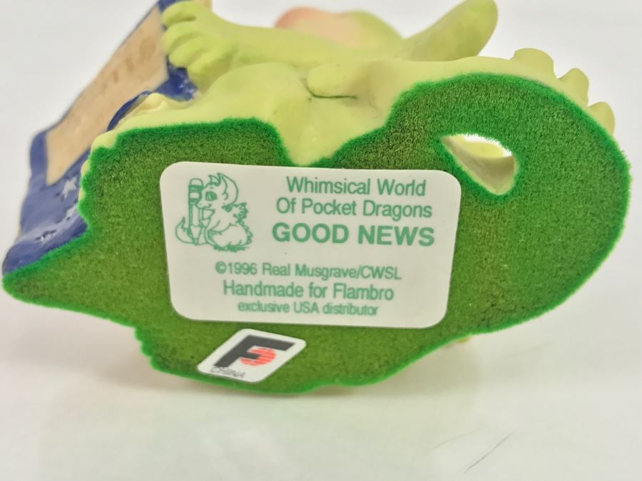 Whimsical World Of Pocket Dragons - Good News - 1996 Real Musgrave/CWSL - Handmade For Flambro - Exclusive USA Distributor [MV $40-$60] [Photo 12]