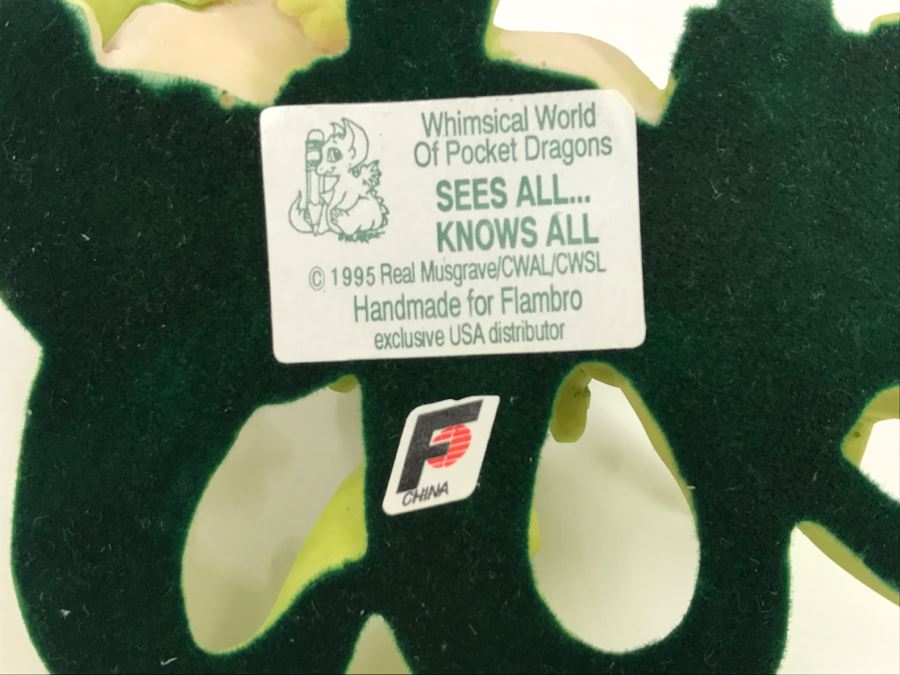 Whimsical World Of Pocket Dragons - Sees All… Knows All - 1995 Real Musgrave/CWAL/CWSL - Handmade For Flambro - Exclusive USA Distributor  [Photo 9]