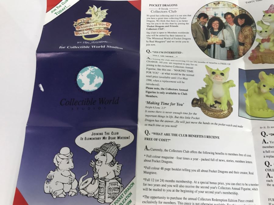 Whimsical World Of Pocket Dragons - On The Road Again - In Box With Information Pamphlet - 1996 Real Musgrave/CWSL - Flambro [MV $50-$70] [Photo 17]