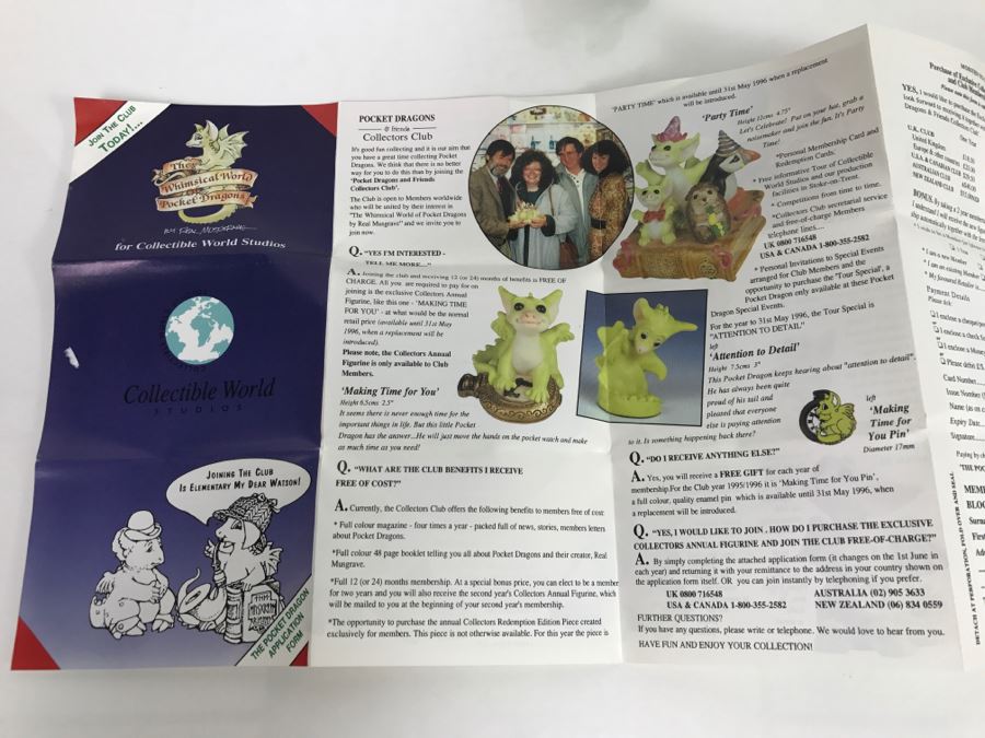 Whimsical World Of Pocket Dragons - On The Road Again - In Box With Information Pamphlet - 1996 Real Musgrave/CWSL - Flambro [MV $50-$70] [Photo 15]