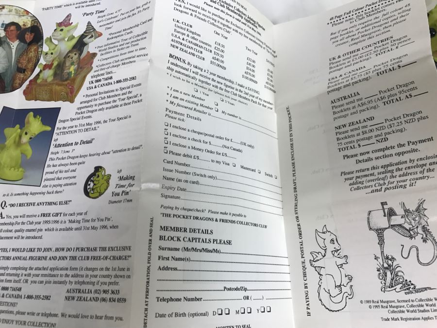 Whimsical World Of Pocket Dragons - On The Road Again - In Box With Information Pamphlet - 1996 Real Musgrave/CWSL - Flambro [MV $50-$70] [Photo 18]