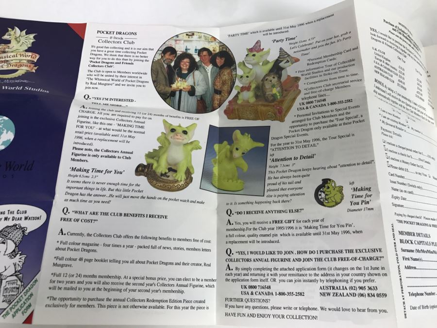 Whimsical World Of Pocket Dragons - On The Road Again - In Box With Information Pamphlet - 1996 Real Musgrave/CWSL - Flambro [MV $50-$70] [Photo 16]