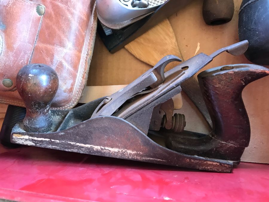 Vintage Red Sears CRAFTSMAN Rolling Toolbox Loaded With Tool Treasures Including Wood Planes, Vintage Hand Drills, Hand Files And Tons Of Hardware - SEE ALL PHOTOS [Photo 7]