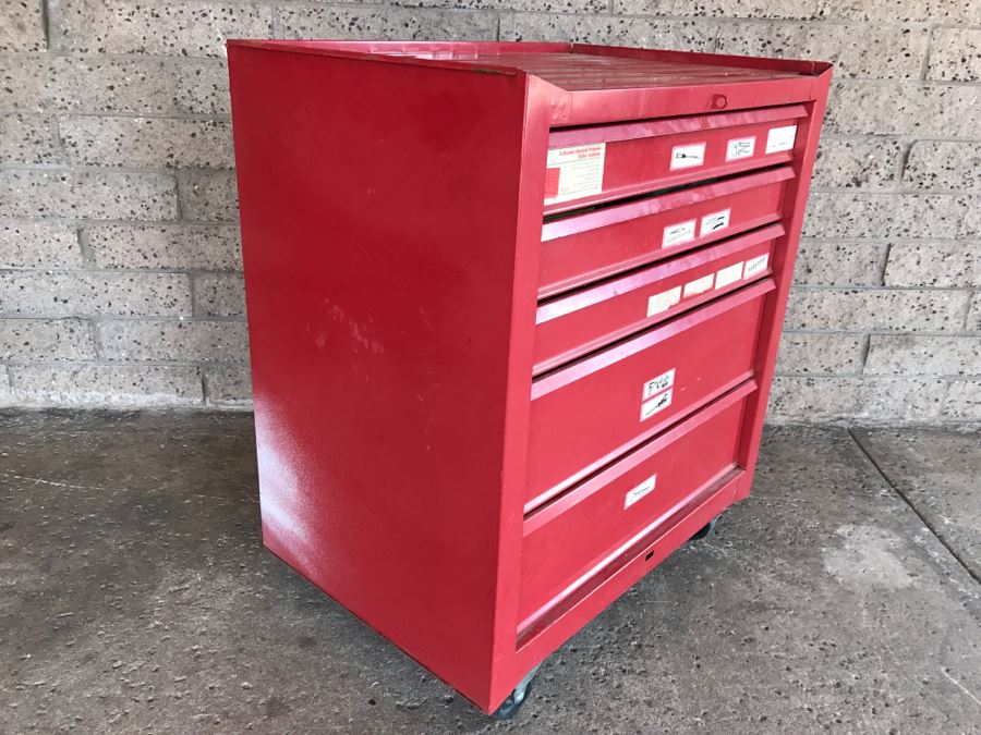 5-Drawer Roller Toolbox Cabinet Loaded With Tools Including Craftsman Sockets, Craftsman Wrenches, Screwdrivers, Knives, Chisels, Pliers, Power Tools - SEE ALL PHOTOS [Photo 10]