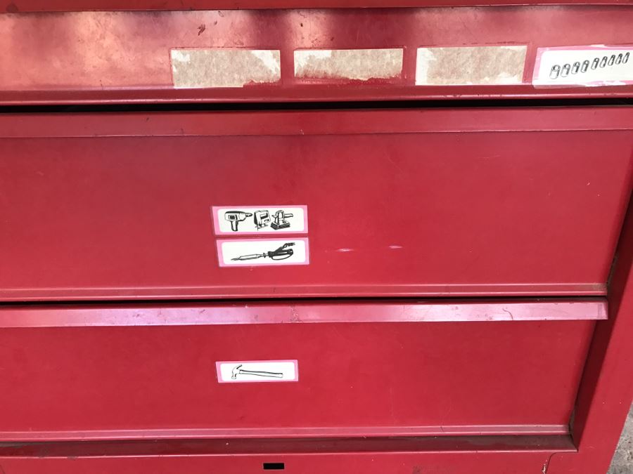 5-Drawer Roller Toolbox Cabinet Loaded With Tools Including Craftsman Sockets, Craftsman Wrenches, Screwdrivers, Knives, Chisels, Pliers, Power Tools - SEE ALL PHOTOS [Photo 8]