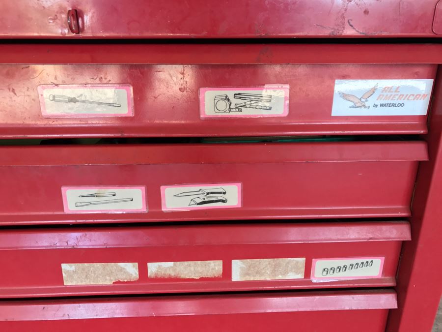 5-Drawer Roller Toolbox Cabinet Loaded With Tools Including Craftsman Sockets, Craftsman Wrenches, Screwdrivers, Knives, Chisels, Pliers, Power Tools - SEE ALL PHOTOS [Photo 5]