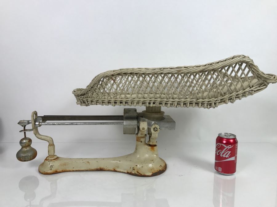 Vintage Scale With Wicker Baby Basket [Photo 1]
