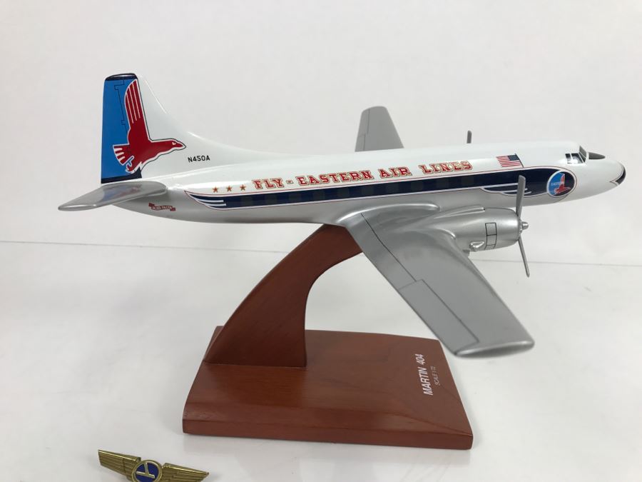Toys & Models Corporation Precision 1/72 Scale Model Airplane Of Eastern Martin 404 With Box And Pair Of Eastern Buttons And Flight Wings [Photo 7]