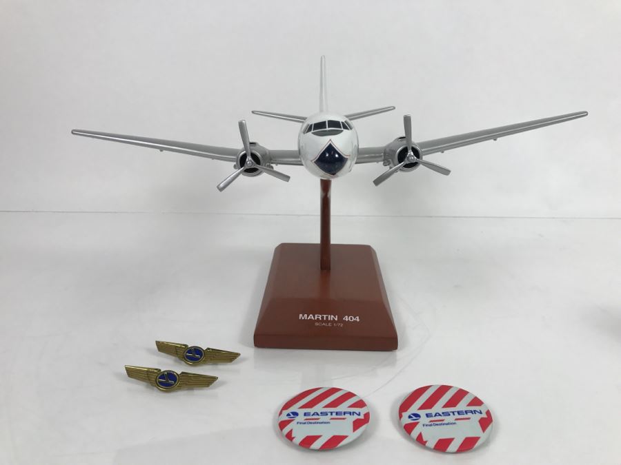 Toys & Models Corporation Precision 1/72 Scale Model Airplane Of Eastern Martin 404 With Box And Pair Of Eastern Buttons And Flight Wings [Photo 11]