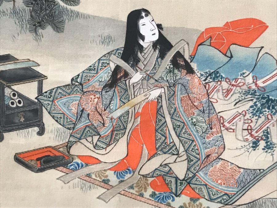 Original Vintage Japanese Silk Landscape Painting Nicely Framed 30' X 36' [Photo 6]