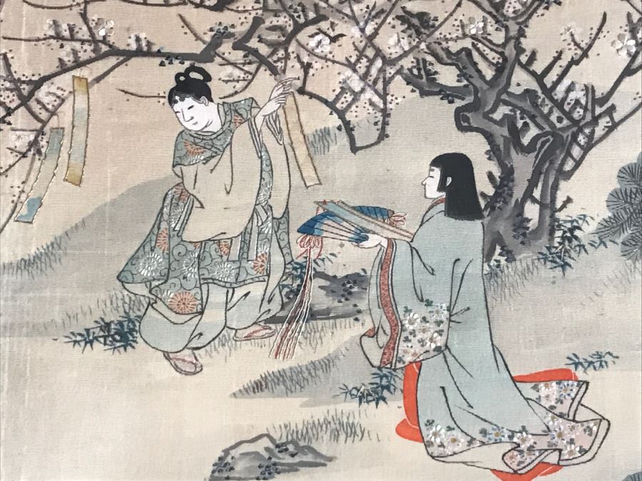 Original Vintage Japanese Silk Landscape Painting Nicely Framed 30' X 36' [Photo 8]