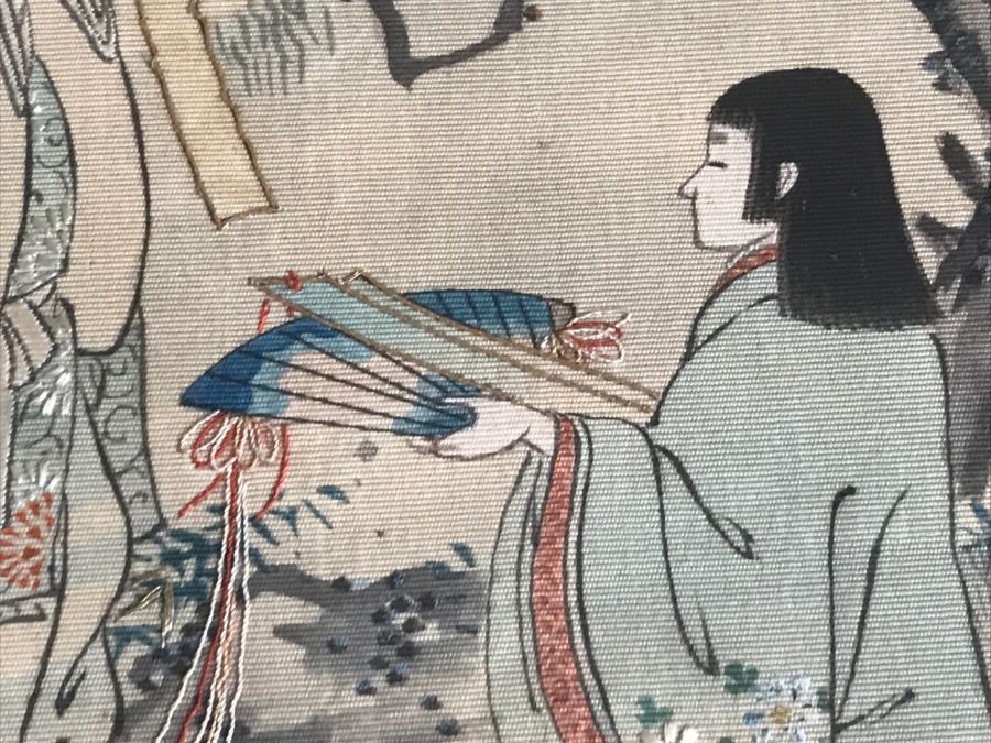 Original Vintage Japanese Silk Landscape Painting Nicely Framed 30' X 36' [Photo 10]