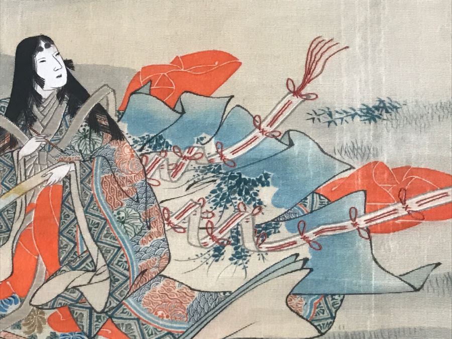 Original Vintage Japanese Silk Landscape Painting Nicely Framed 30' X 36' [Photo 7]